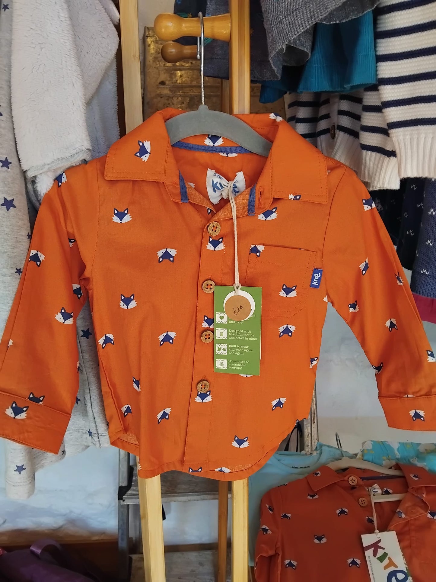 Orange Fox Collared Shirt