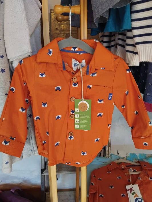 Orange Fox Collared Shirt