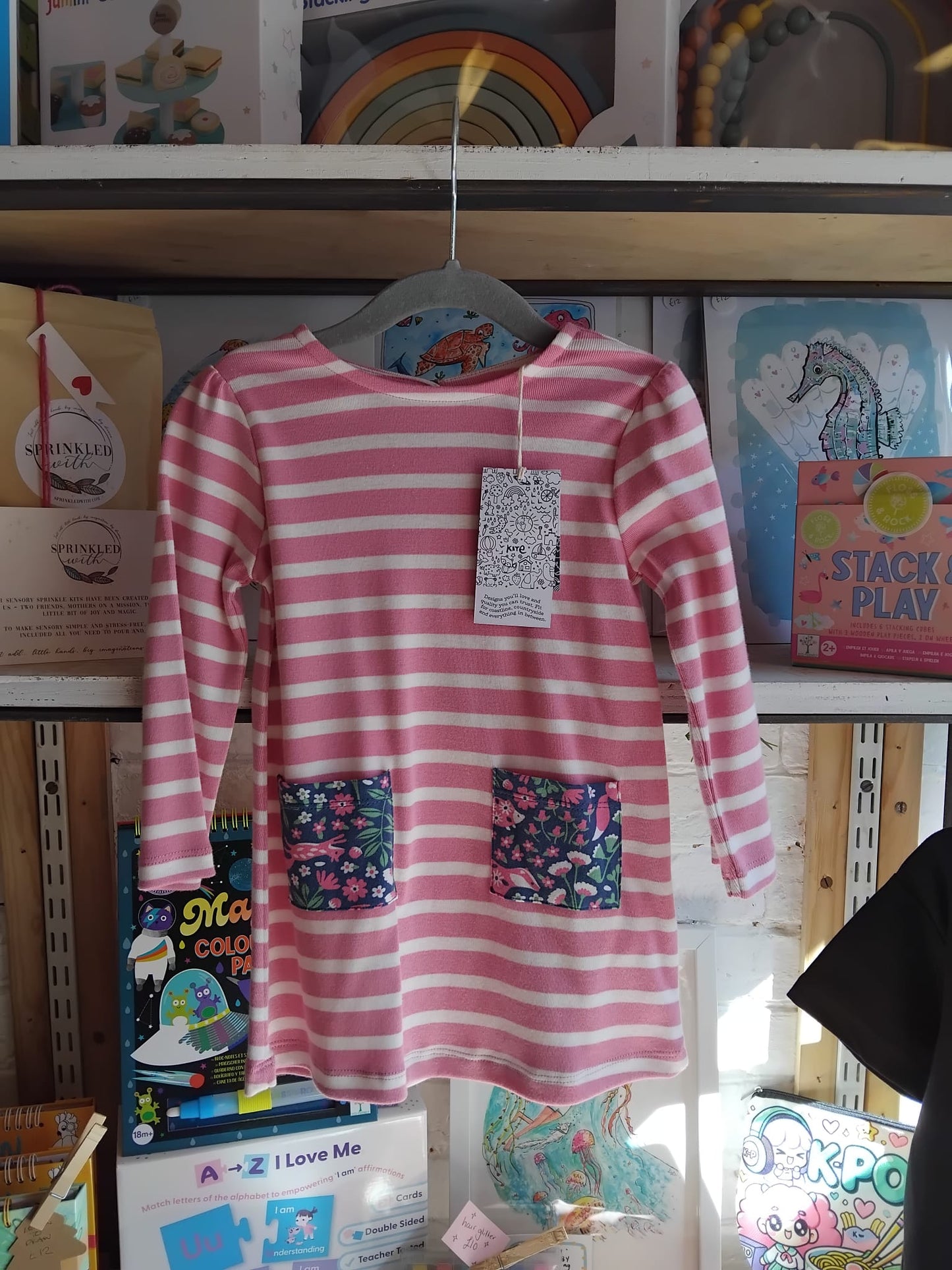 Pink&white Striped Dress W/ Pockets