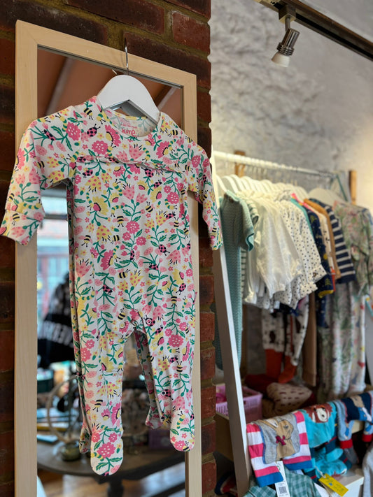 Flower And Bee Footed Onesie